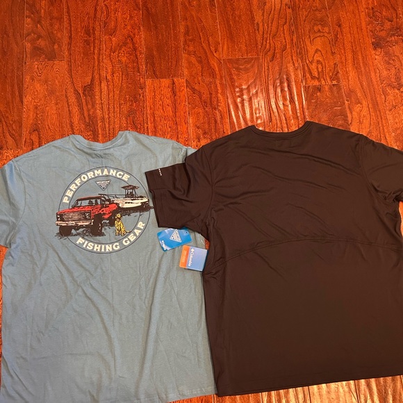 2-Men's casual neutral XL Columbia Blue and Black short sleeve T-Shirts NWT - Picture 8 of 8